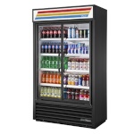 True TVM-48SL-HC~VM01 - Slim Line Merchandiser, two-section, (2) glass hinged doors, powder coated exterior